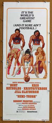 j877 SEMI-TOUGH insert movie poster '77 football and sexy girls!