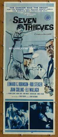 j879 SEVEN THIEVES insert movie poster '59 Ed G. Robinson, Collins