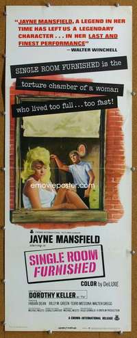j884 SINGLE ROOM FURNISHED insert movie poster '68 Jayne Mansfield