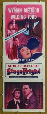 j531 STAGE FRIGHT insert movie poster '50 Marlene Dietrich, Hitchcock