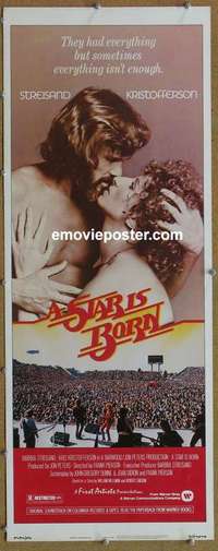 j891 STAR IS BORN insert movie poster '77 Kristofferson, Streisand