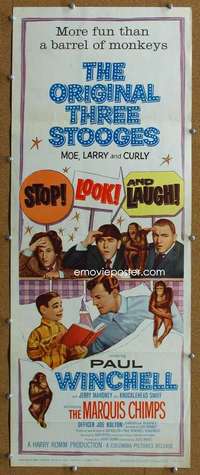 j895 STOP LOOK & LAUGH insert movie poster '60 Three Stooges, Curly!