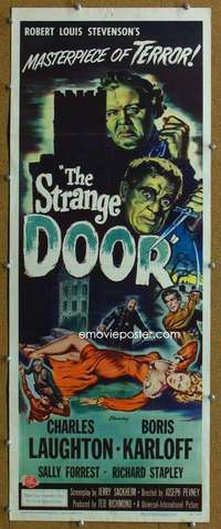 j897 STRANGE DOOR insert movie poster '51 Boris Karloff, Laughton