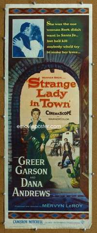j898 STRANGE LADY IN TOWN insert movie poster '55 Greer Garson