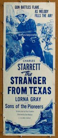 j899 STRANGER FROM TEXAS insert movie poster R53 Charles Starrett