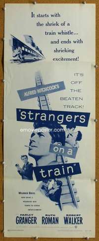 j533 STRANGERS ON A TRAIN insert movie poster R57 Hitchcock, Granger
