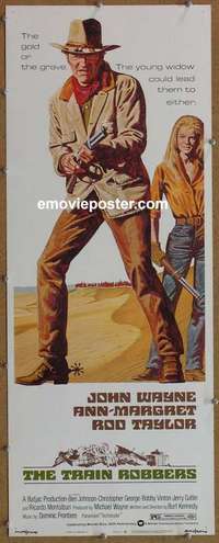 j941 TRAIN ROBBERS insert movie poster '73 John Wayne, Ann-Margret