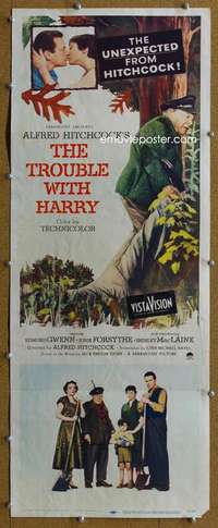 j541 TROUBLE WITH HARRY insert movie poster '55 Alfred Hitchcock