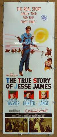 j944 TRUE STORY OF JESSE JAMES insert movie poster '57 Nicholas Ray