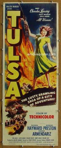 j945 TULSA insert movie poster '49 sexy half wildcat Susan Hayward!
