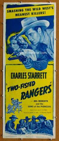 j948 TWO-FISTED RANGERS insert movie poster R53 Charles Starrett