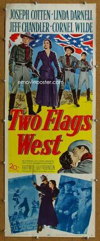 j946 TWO FLAGS WEST insert movie poster '50 Cotton, Linda Darnell