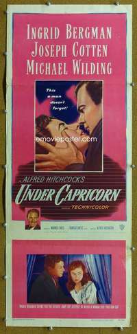 j530 UNDER CAPRICORN insert movie poster '49 Ingrid Bergman, Hitchcock
