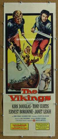 j954 VIKINGS insert movie poster '58 Kirk Douglas, Tony Curtis, Leigh