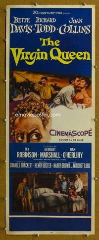j956 VIRGIN QUEEN insert movie poster '55 Bette Davis, Richard Todd