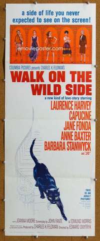 j959 WALK ON THE WILD SIDE insert movie poster '62 Jane Fonda, Harvey