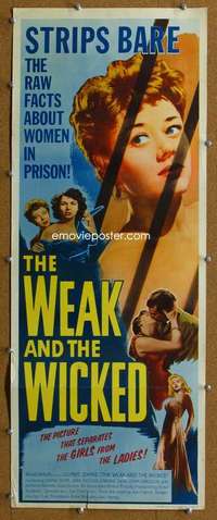 j961 WEAK & THE WICKED insert movie poster '54 badgirl Diana Dors!