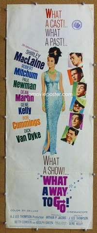 j963 WHAT A WAY TO GO insert movie poster '64 Shirley MacLaine, Newman
