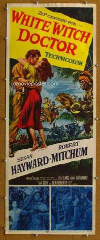 j967 WHITE WITCH DOCTOR insert movie poster '53 Susan Hayward, Mitchum