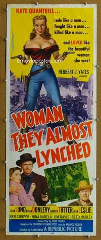 j974 WOMAN THEY ALMOST LYNCHED insert movie poster '53 Audrey Totter