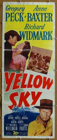 j978 YELLOW SKY insert movie poster '48 Gregory Peck, Anne Baxter
