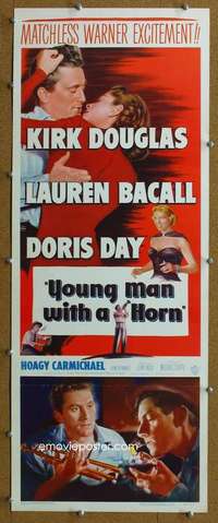 j981 YOUNG MAN WITH A HORN insert movie poster '50 Douglas, Bacall