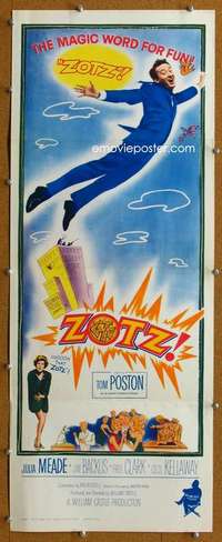 j982 ZOTZ insert movie poster '62 William Castle, sci-fi comedy!