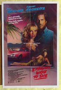 k981 8 MILLION WAYS TO DIE one-sheet movie poster '86 Bridges, Arquette