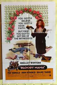 k921 BLOODY MAMA one-sheet movie poster '70 AIP, crazy Shelley Winters!