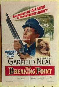 k913 BREAKING POINT one-sheet movie poster '50 Garfield, Hemingway