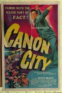 k899 CANON CITY one-sheet movie poster '48 first Scott Brady, prison break!
