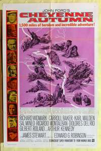 k880 CHEYENNE AUTUMN one-sheet movie poster '64 John Ford, Richard Widmark