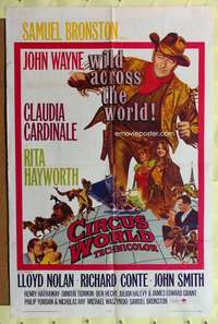 k874 CIRCUS WORLD one-sheet movie poster '65 John Wayne, Claudia Cardinale