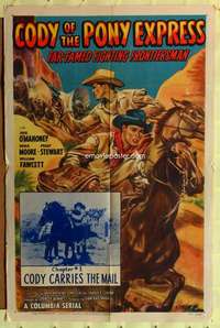 k868 CODY OF THE PONY EXPRESS Chap 1 one-sheet movie poster '50 serial