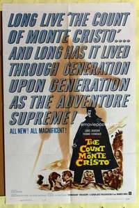 k855 COUNT OF MONTE CRISTO one-sheet movie poster '62 Louis Jourdan