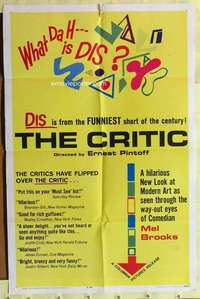 k844 CRITIC one-sheet movie poster '63 Mel Brooks, funniest short ever!