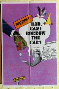 k838 DAD CAN I BORROW THE CAR one-sheet movie poster '70 Walt Disney short!