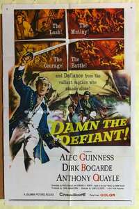 k836 DAMN THE DEFIANT one-sheet movie poster '62 Alec Guinness, Bogarde