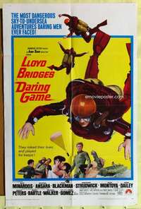 k831 DARING GAME one-sheet movie poster '68 Lloyd Bridges, sky-diving!