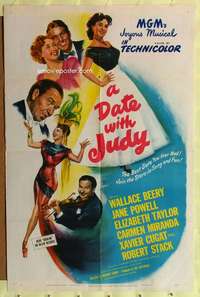 k829 DATE WITH JUDY one-sheet movie poster '48 Beery, young Liz Taylor!