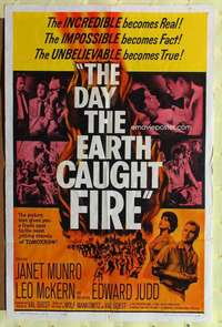 k825 DAY THE EARTH CAUGHT FIRE one-sheet movie poster '62 Janet Munro