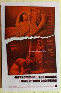 k824 DAYS OF WINE & ROSES one-sheet movie poster '63 Jack Lemmon, Remick