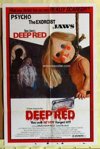 k817 DEEP RED one-sheet movie poster '75 Dario Argento, wild creepy image!