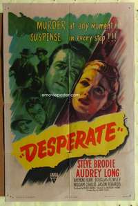 k815 DESPERATE one-sheet movie poster '47 Brodie, Anthony Mann film noir!