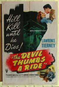 k809 DEVIL THUMBS A RIDE one-sheet movie poster '47 BAD Lawrence Tierney!