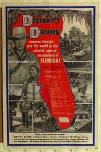 k795 DISTANT DRUMS special one-sheet movie poster '51 Florida tie-ins!