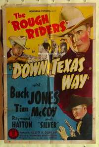 k786 DOWN TEXAS WAY one-sheet movie poster '42 Buck Jones, Tim McCoy