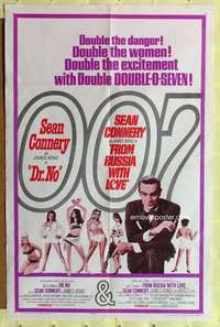 k785 DR NO/FROM RUSSIA WITH LOVE one-sheet movie poster '65 James Bond