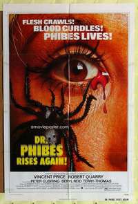 k784 DR PHIBES RISES AGAIN one-sheet movie poster '72 wild bug-in-eye image!
