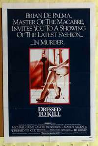 k780 DRESSED TO KILL one-sheet movie poster '80 Michael Caine, De Palma